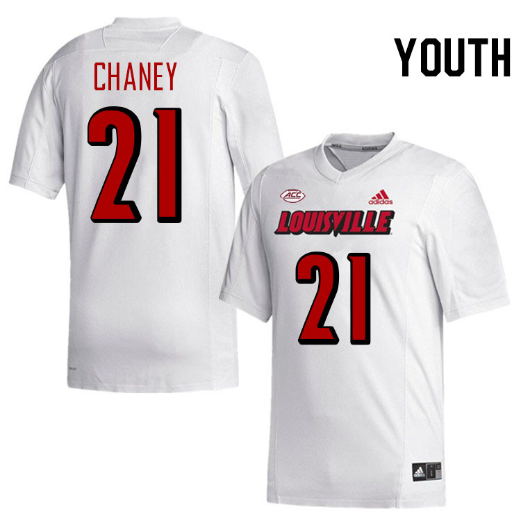 Youth #21 Donald Chaney Louisville Cardinals College Football Jerseys Stitched-White